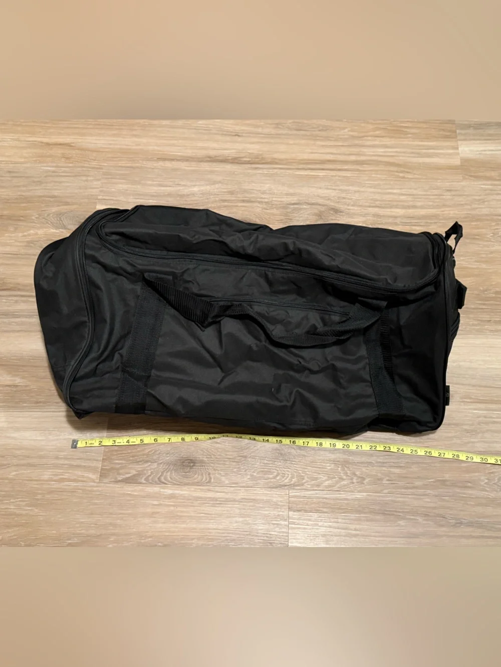Protege | Black Collapsible Rolling Travel Duffle Bag with Side Mesh Pockets
